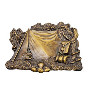 Vintage 1980 Tent Camping Belt Buckle Bergamot Brass Works USA Hunting Outdoors